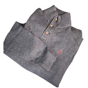 Polo Ralph Lauren Charcoal Gray Mock Neck Sweater Pony Logo Mens XL Nautical